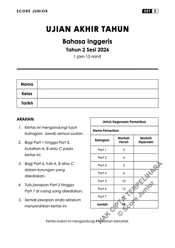 Contoh soalan Tahun 2 — Muka Depan