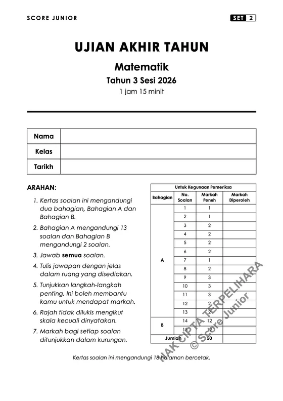 Contoh soalan Tahun 3 — Muka Depan