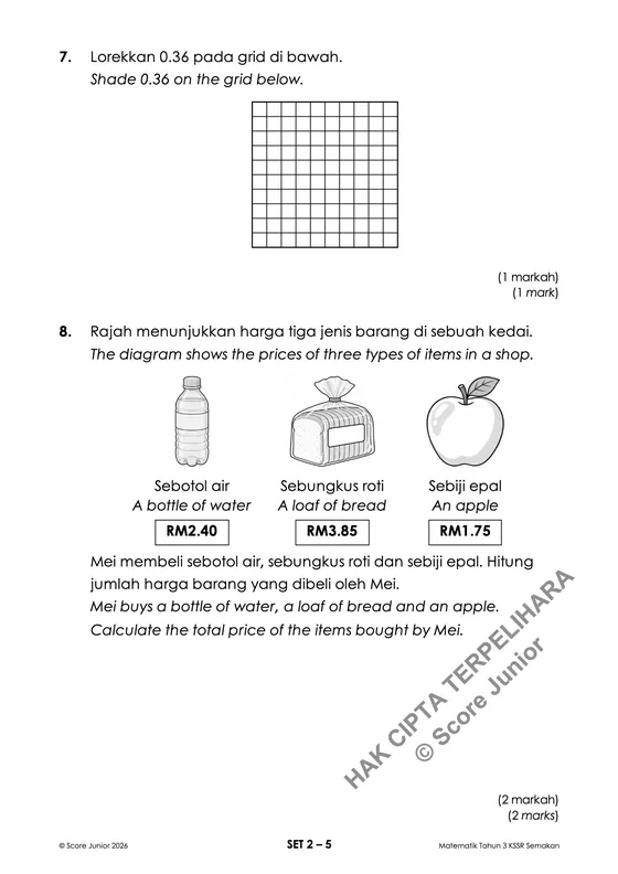 Contoh soalan Tahun 3 — Soalan Bergambar