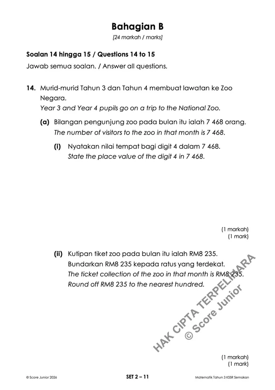 Contoh soalan Tahun 3 — Bahagian B