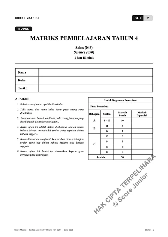 Contoh soalan Tahun 4