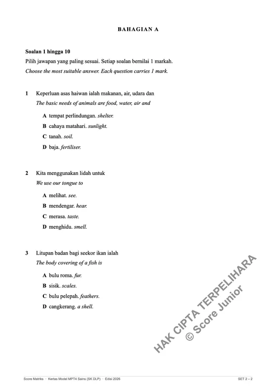 Contoh soalan Tahun 4
