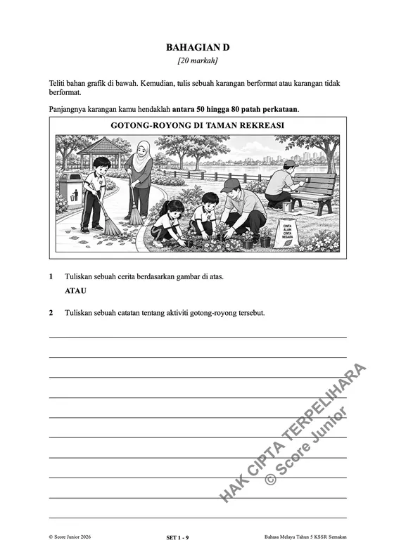 Contoh soalan Tahun 5 — Bahagian D
