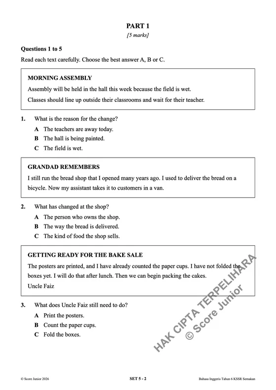 Contoh soalan Tahun 6 — Part 1